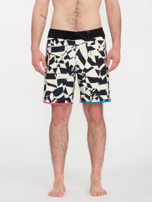Lido Print Scallop Mod 19" Boardshort - BLACK WHITE