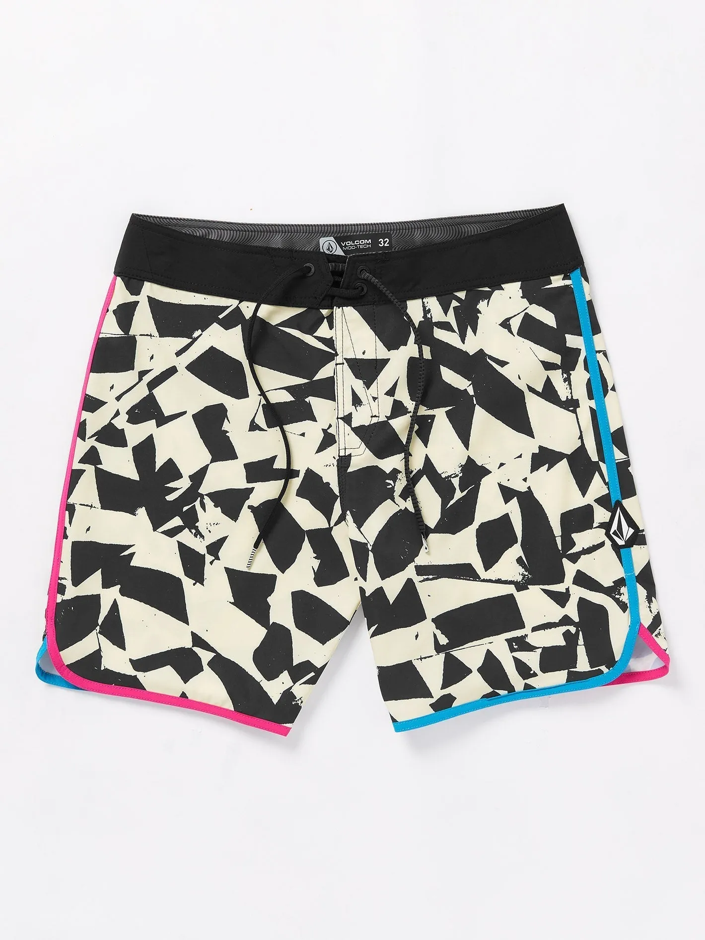 Lido Print Scallop Mod 19" Boardshort - BLACK WHITE