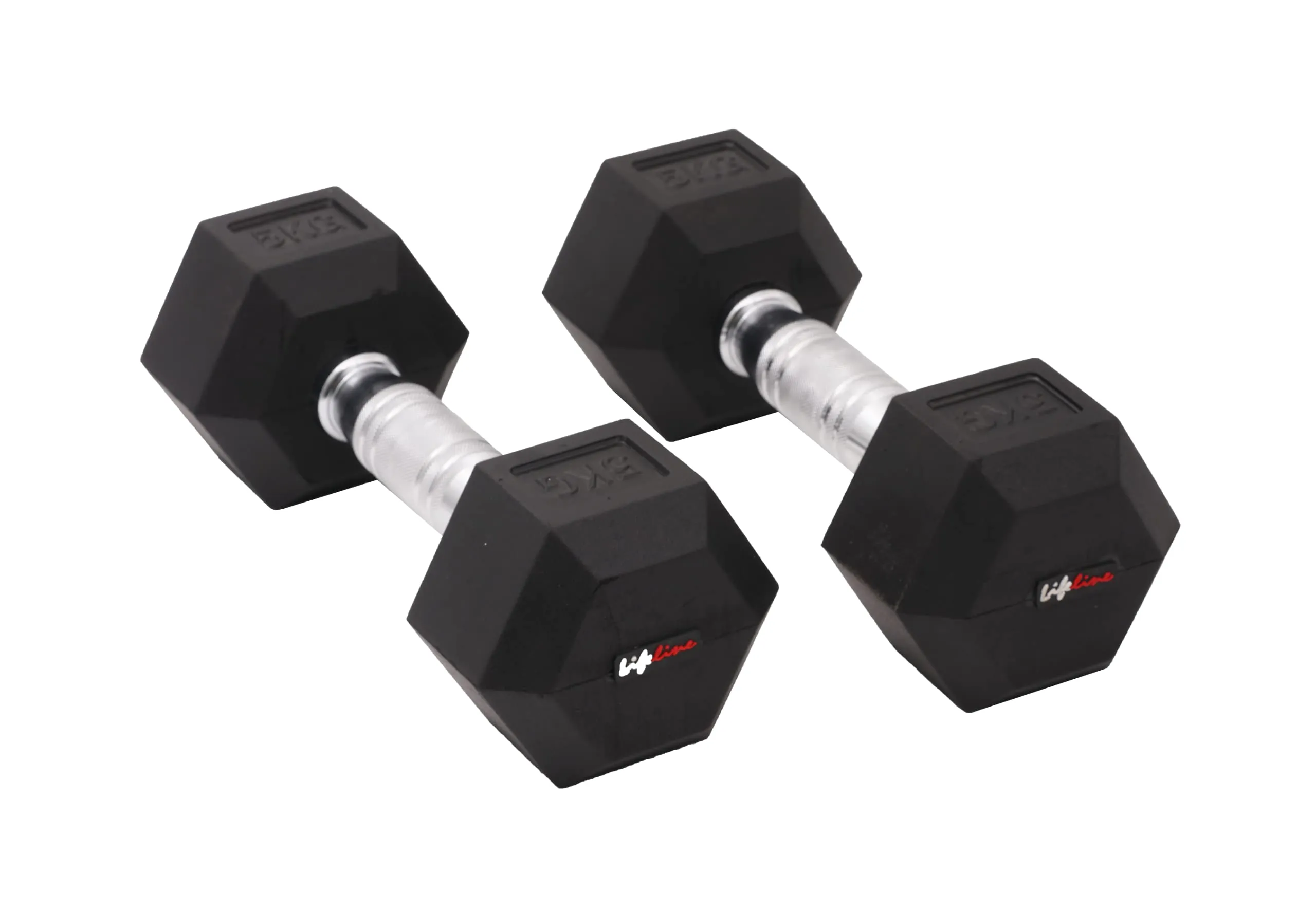 Lifeline 2.5 Kg Hexa Dumbbell Set Ideal for Home Gym Exercise Workout for Men & Women, Cast Iron Rubber Coated Encased, Perfect for Home Fitness- Pack of 2