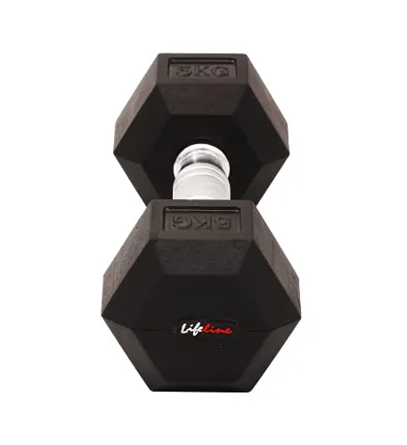 Lifeline 3 Kg Hexa Dumbbell Set Ideal for Home Gym Exercise Workout for Men & Women, Cast Iron Rubber Coated Encased, Perfect for Home Fitness- Pack of 2