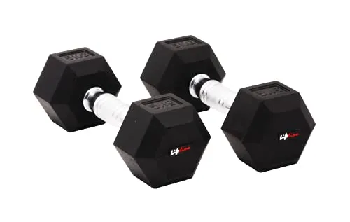 Lifeline 3 Kg Hexa Dumbbell Set Ideal for Home Gym Exercise Workout for Men & Women, Cast Iron Rubber Coated Encased, Perfect for Home Fitness- Pack of 2
