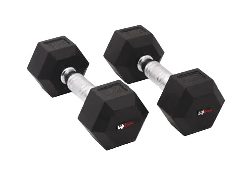 Lifeline 5 Kg Hexa Dumbbell Set Ideal for Home Gym Exercise Workout for Men & Women, Cast Iron Rubber Coated Encased, Perfect for Home Fitness- Pack of 2