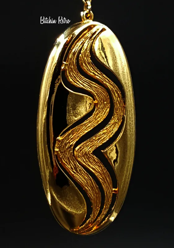 Lisner Vintage Pendant Necklace On Snake Chain with Groovy Mod Style