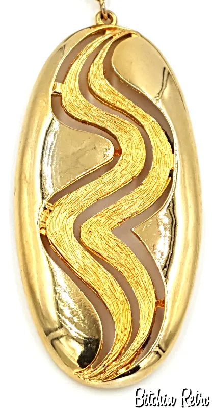 Lisner Vintage Pendant Necklace On Snake Chain with Groovy Mod Style