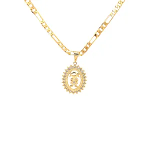 Little Daughter with Zirconia Stones Pendant Necklace Figaro 22"