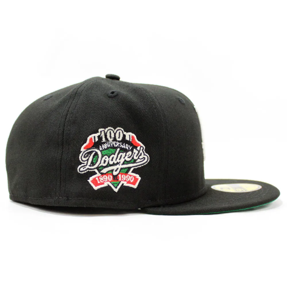 Los Angeles Dodgers 100 Anniversary New Era 59Fifty Fitted Hat (Glow in the Dark Rose Black Green Under Brim)