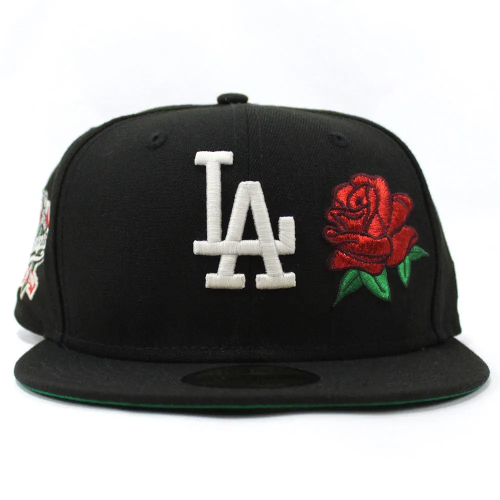 Los Angeles Dodgers 100 Anniversary New Era 59Fifty Fitted Hat (Glow in the Dark Rose Black Green Under Brim)