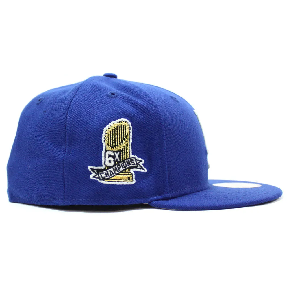 Los Angeles Dodgers 6X Championships New Era 59Fifty Fitted Hat (Glow in The Dark Blue Grey Under Brim)