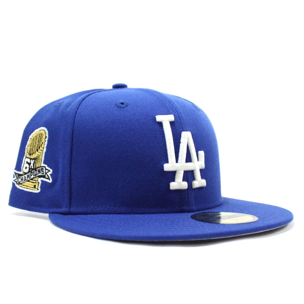 Los Angeles Dodgers 6X Championships New Era 59Fifty Fitted Hat (Glow in The Dark Blue Grey Under Brim)