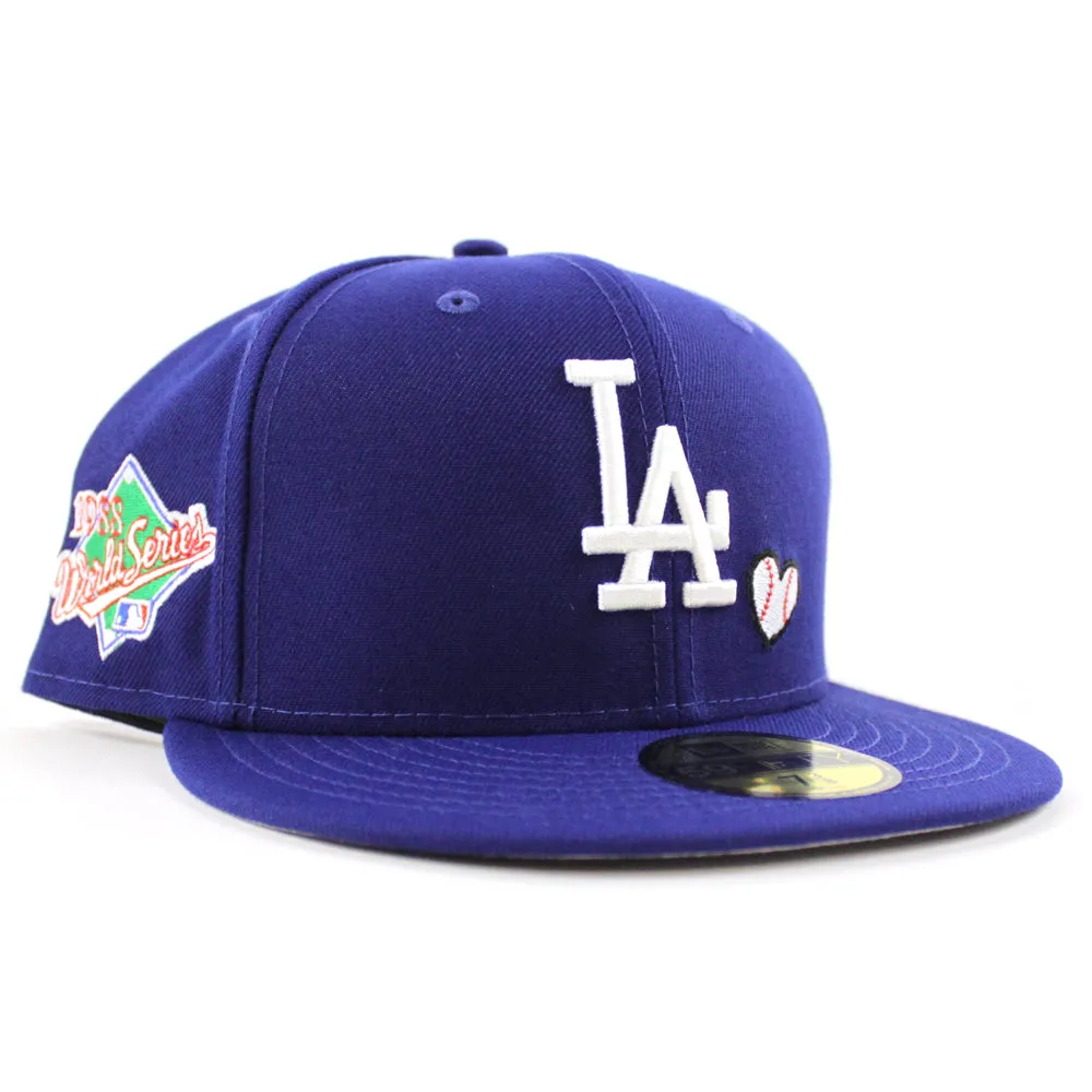 Los Angeles Dodgers TEAM HEART 1988 World Series New Era 59Fifty Fitted Hat (Team Color Gray Under Brim)