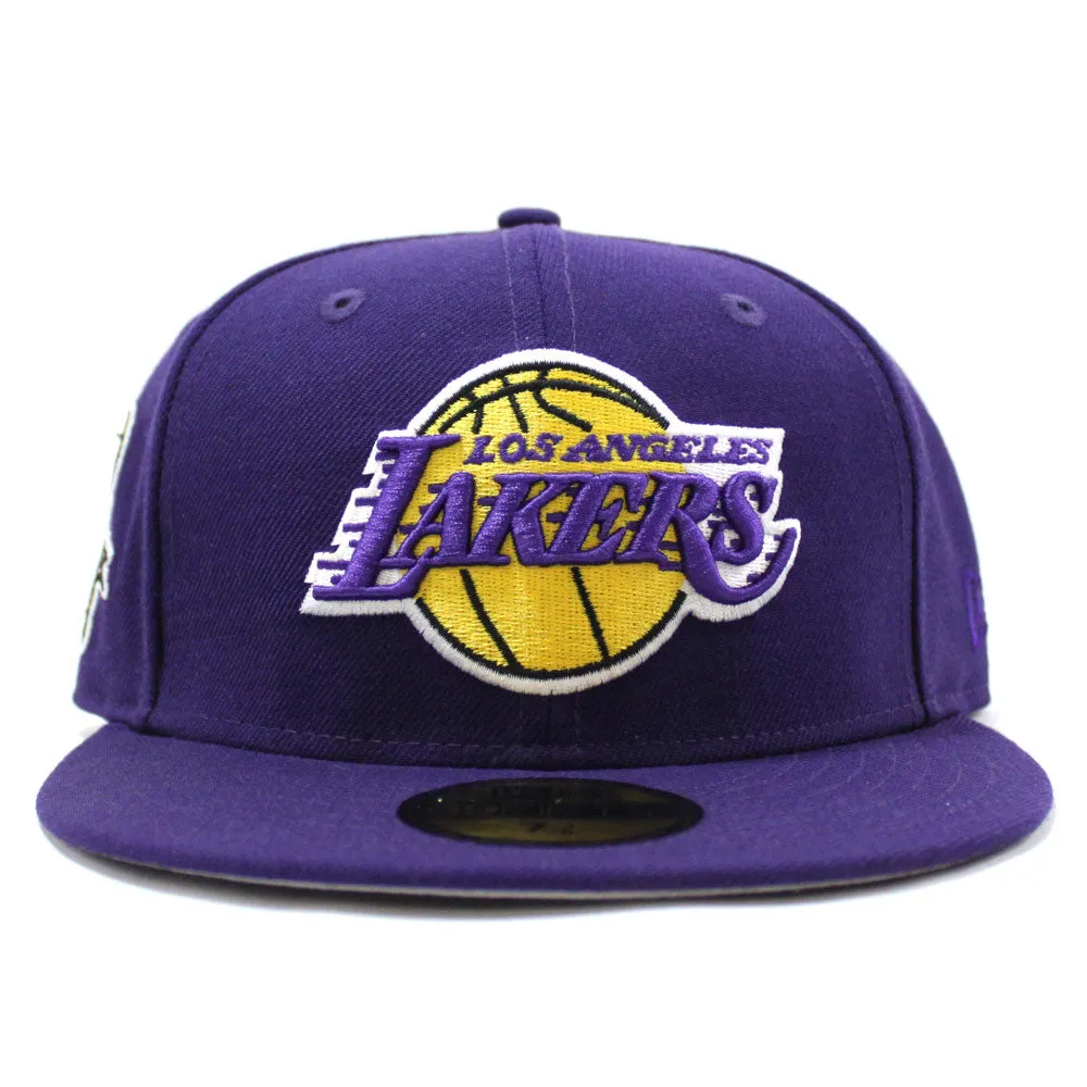 Los Angeles Lakers 17X Championships New Era 59Fifty Fitted Hat (Glow in The Dark Purple Gray Under Brim)