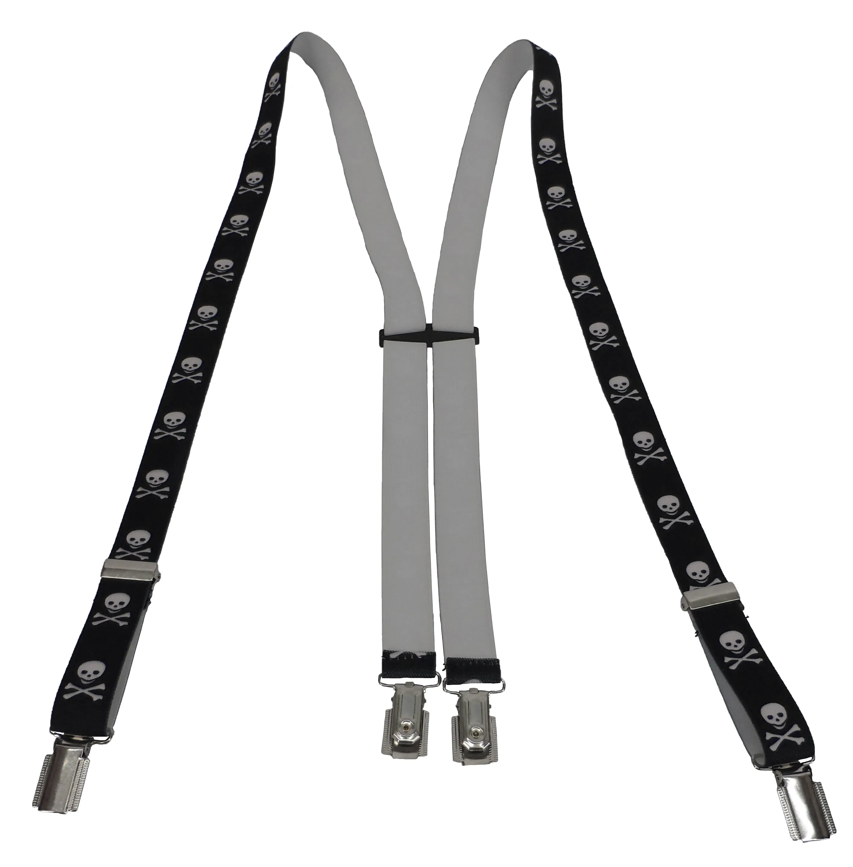 Mazeys Mens Made in England One Inch 25mm Black Skull Braces