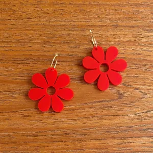 Medium Hazey Dazey Hoop Earrings in Cherry