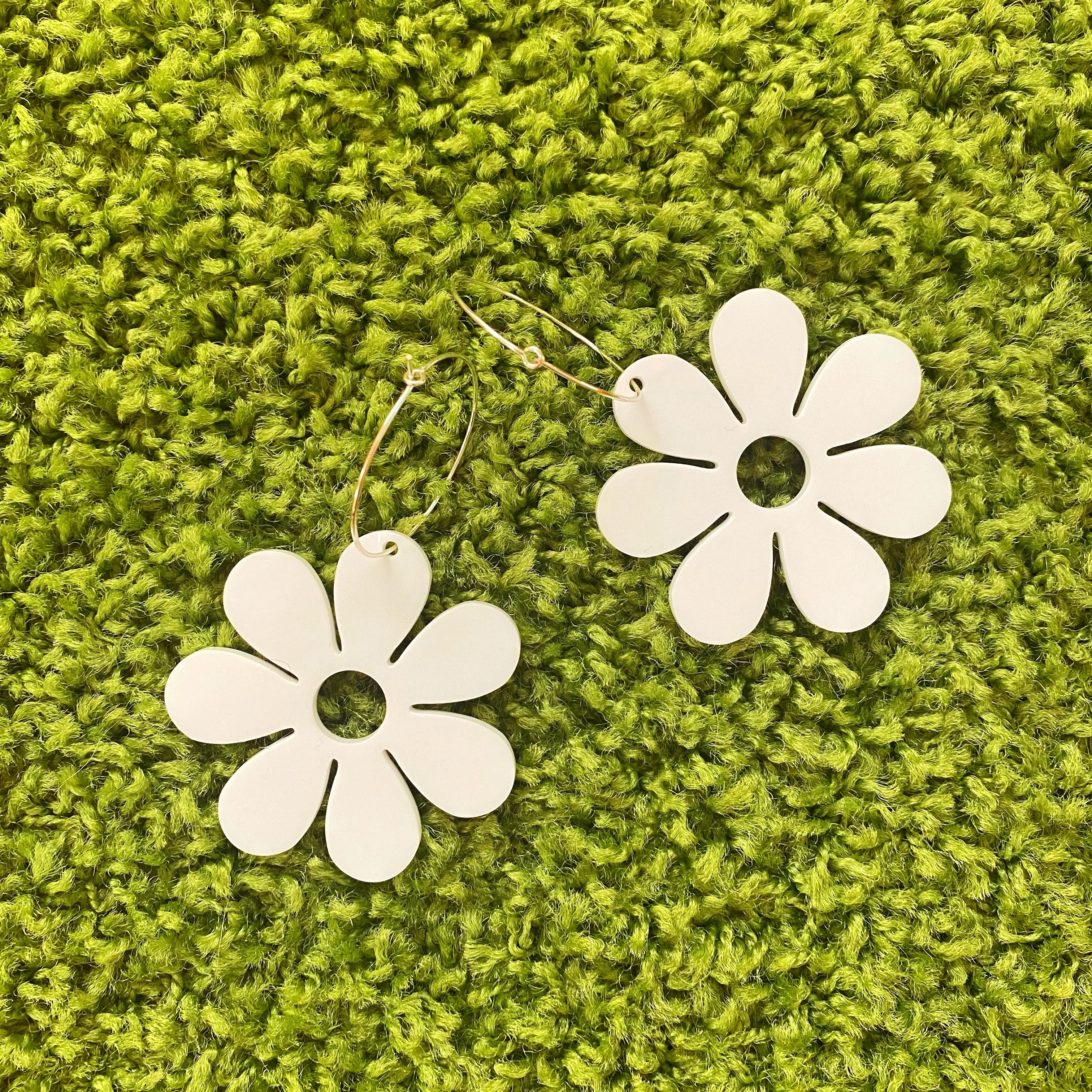 Mega Hazey Dazey Hoop Earrings in White