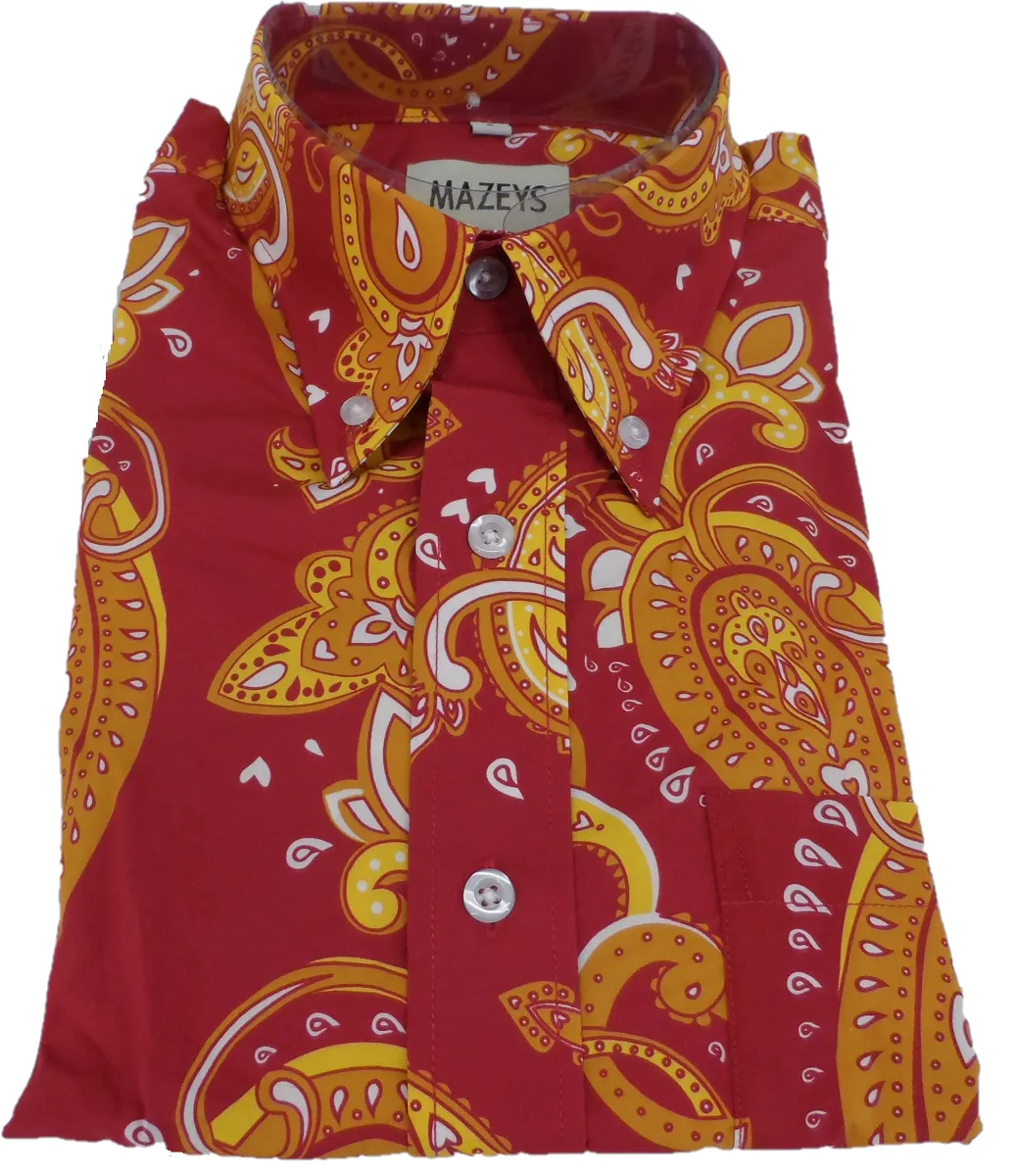 Mens 70s Deep Red Psychedelic Paisley Shirt