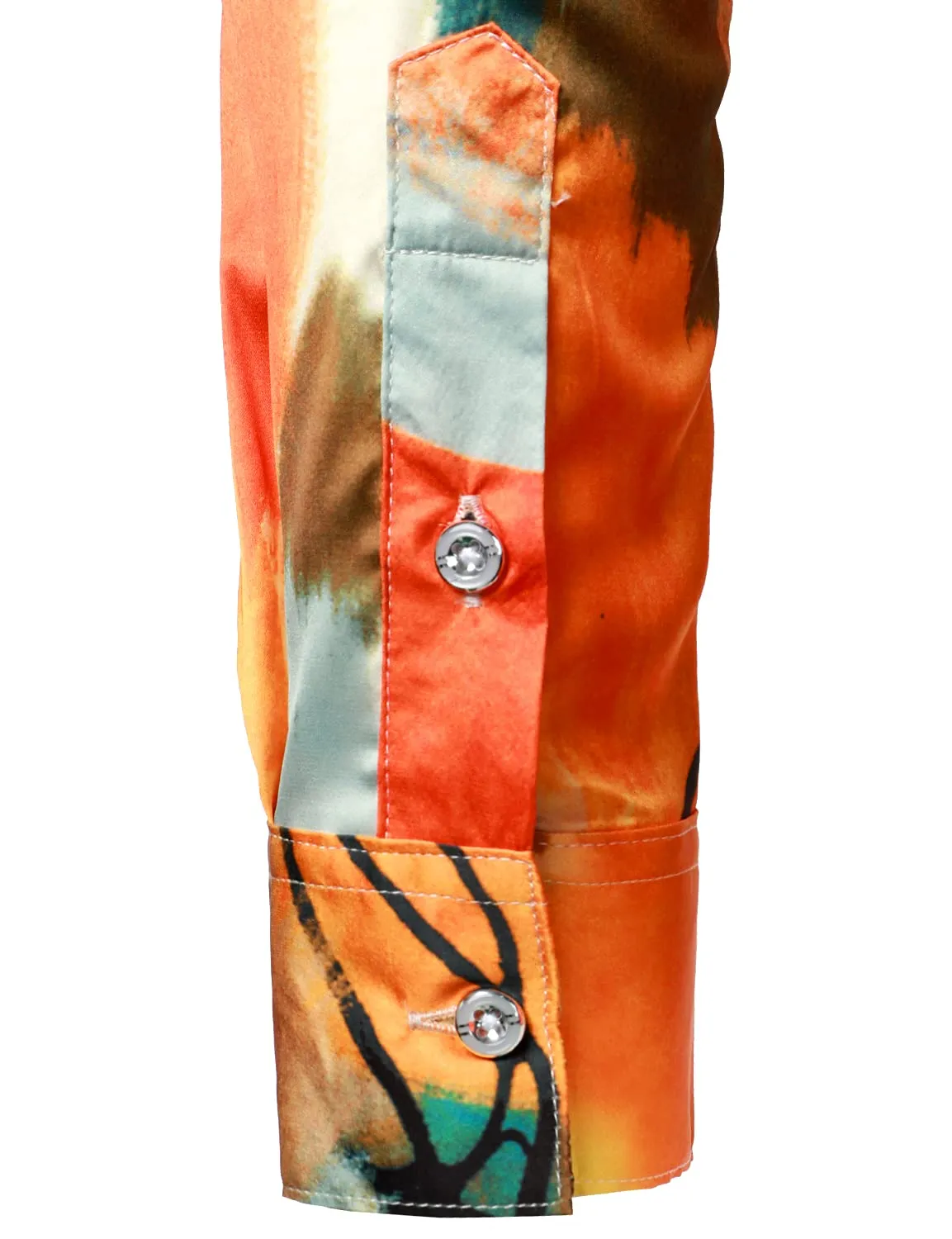 Men's Abstract Print Casual Long Sleeve Button Up Dress Shirt