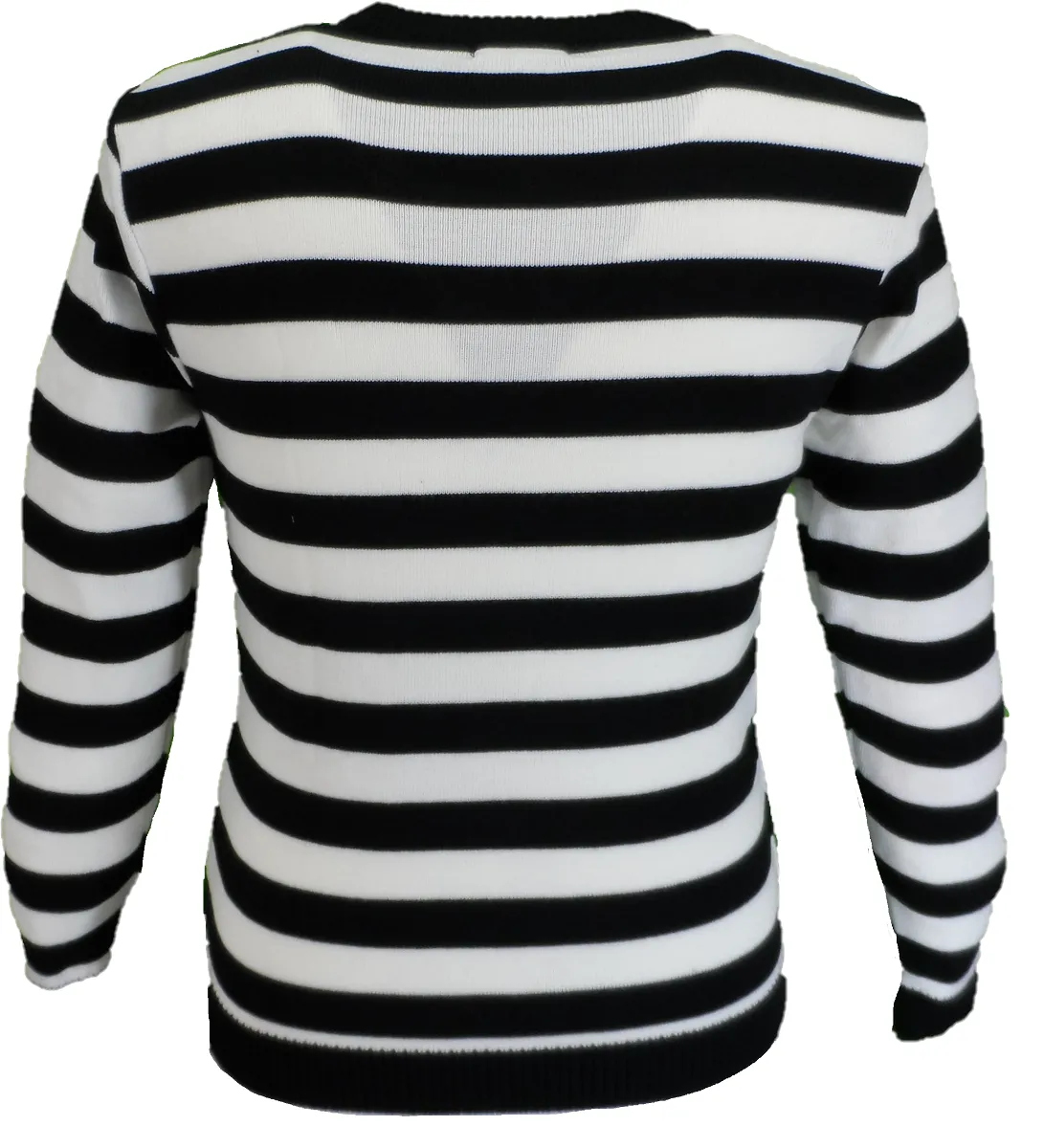Men's Black and White Retro Striped Jumper