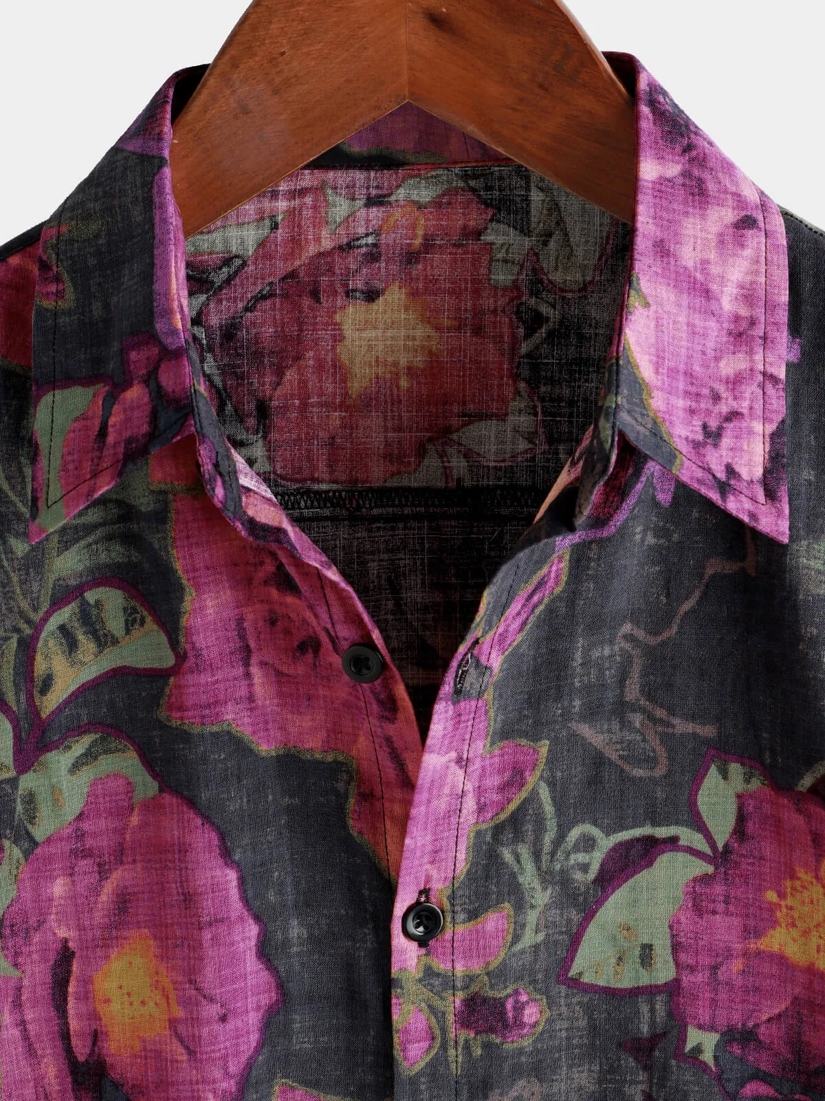 Men's Casual Holiday Retro Floral Button Up Short Sleeve Shirt