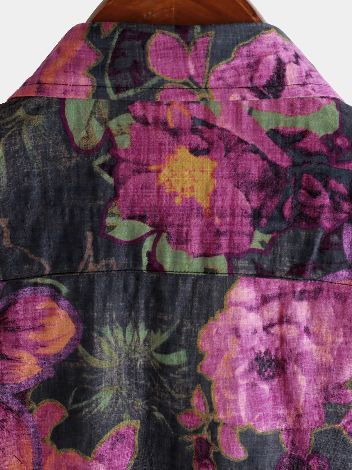 Men's Casual Holiday Retro Floral Button Up Short Sleeve Shirt
