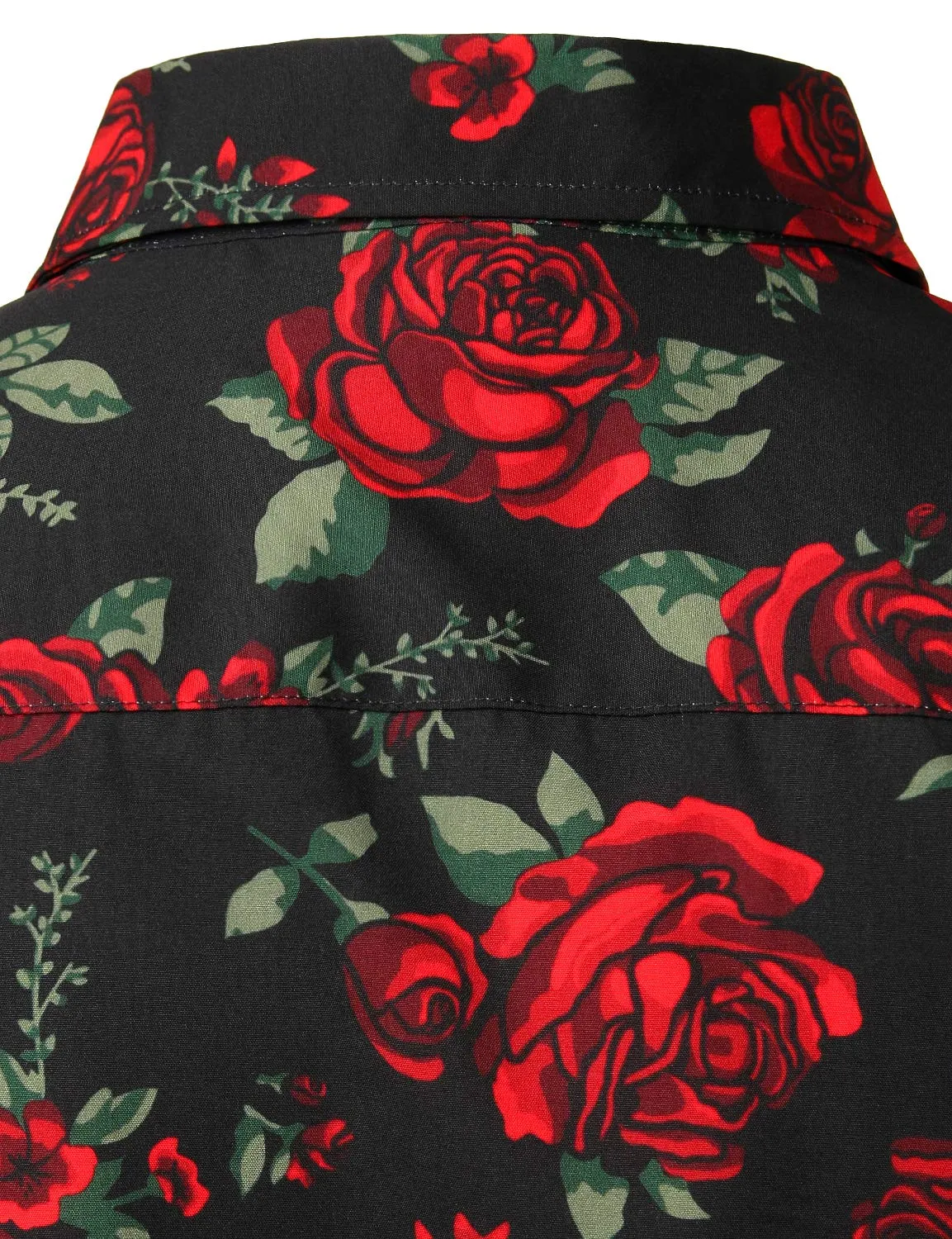 Men's Casual Rose Black Long Sleeve Button Up Shirt