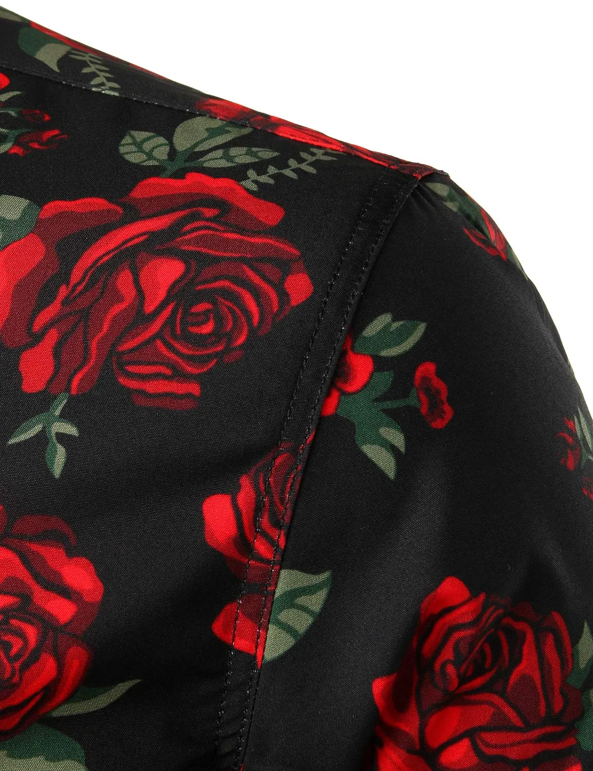 Men's Casual Rose Black Long Sleeve Button Up Shirt