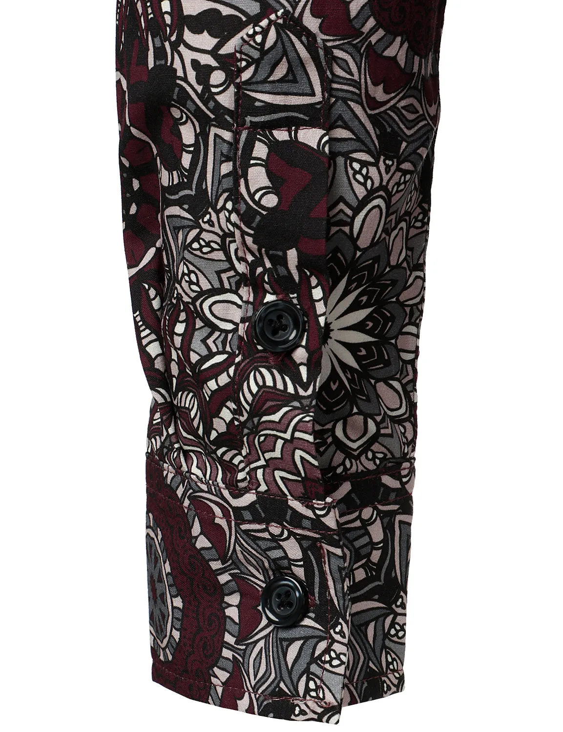 Men's Casuual Mandala Print Cotton Long Sleeve Button Up Dress Shirt