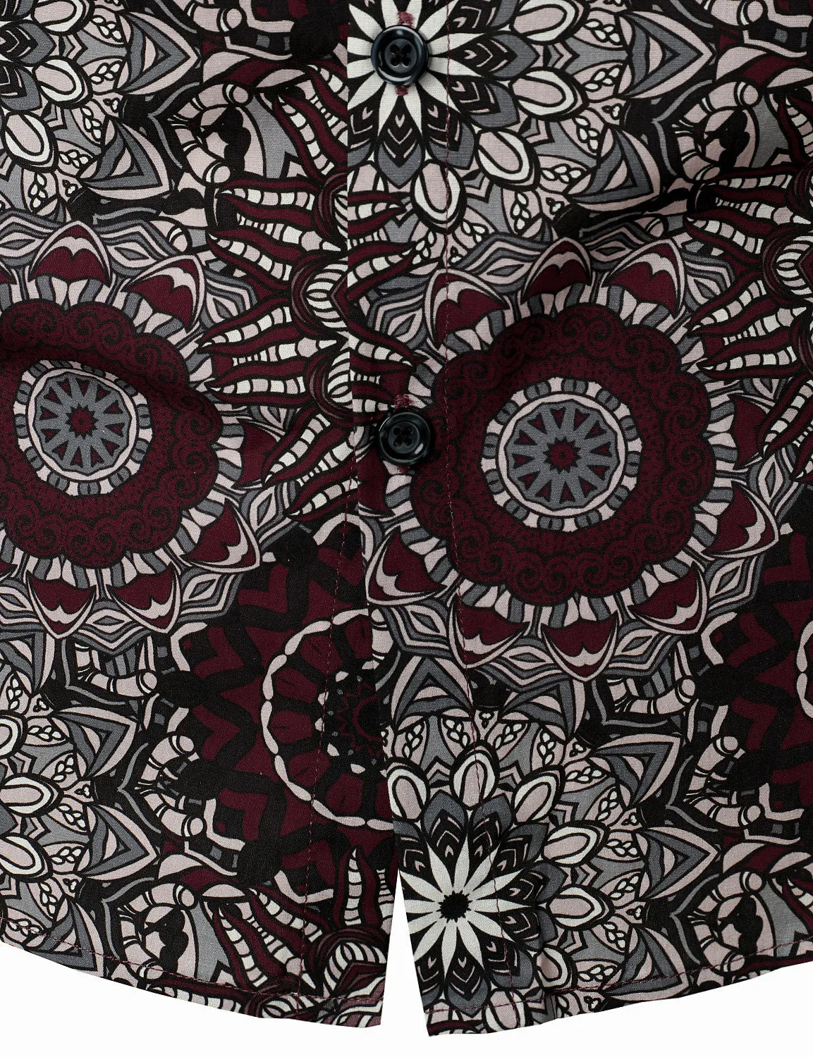 Men's Casuual Mandala Print Cotton Long Sleeve Button Up Dress Shirt