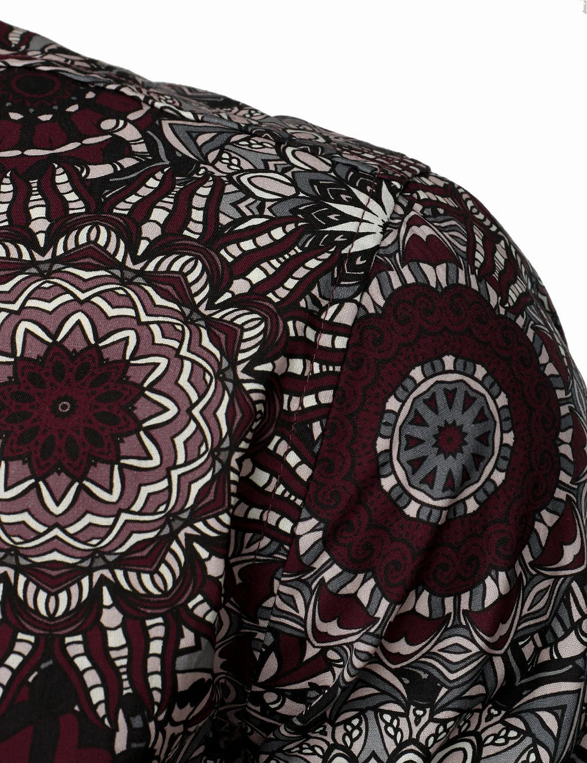 Men's Casuual Mandala Print Cotton Long Sleeve Button Up Dress Shirt