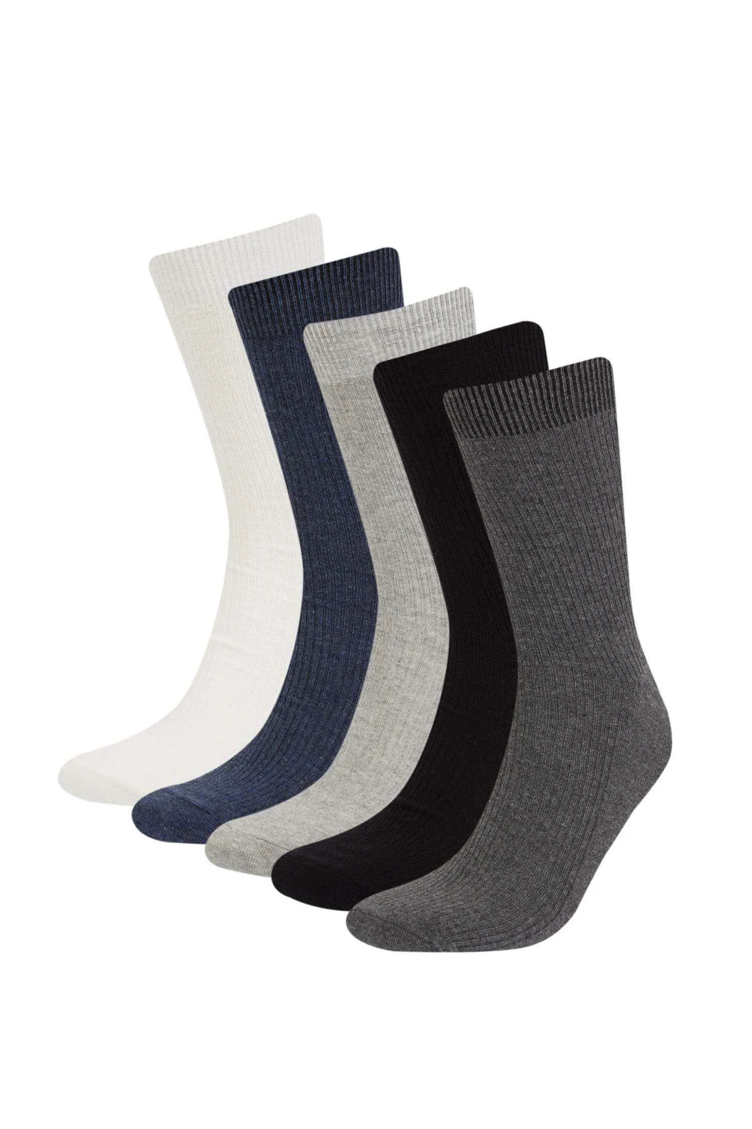 Mens Comfortable Rubber 5 Pcs Cotton Long Socks
