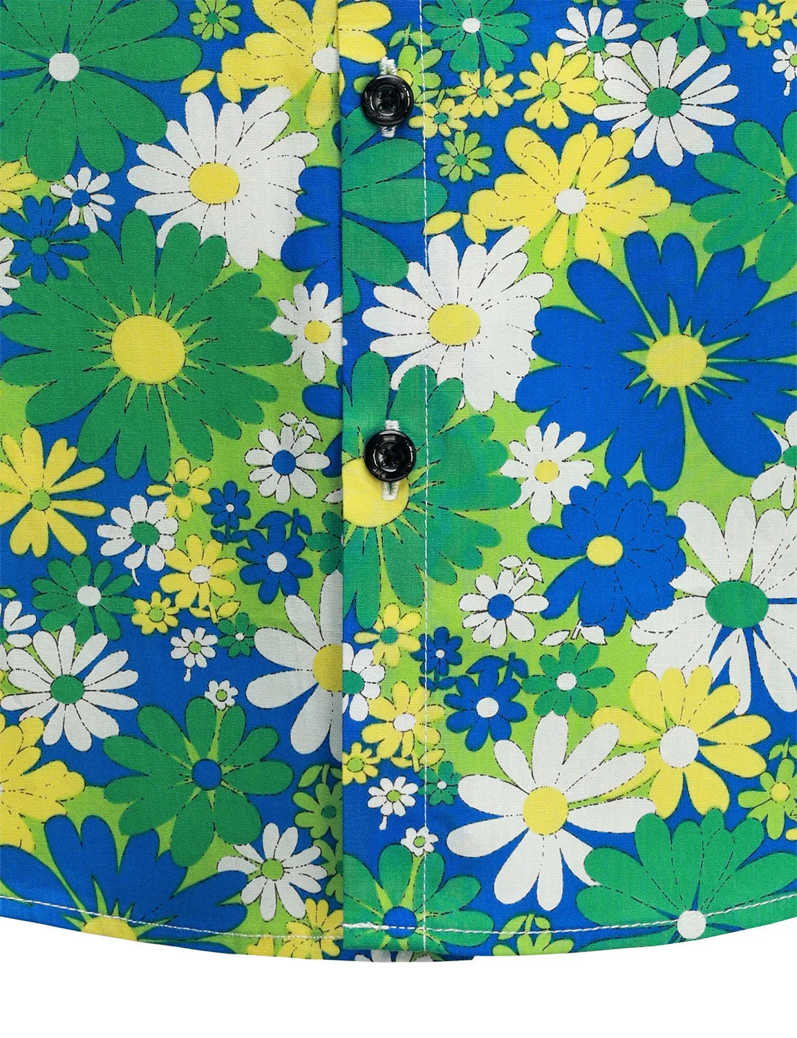 Men's Cotton Green Floral Button Up Long Sleeve Shirt