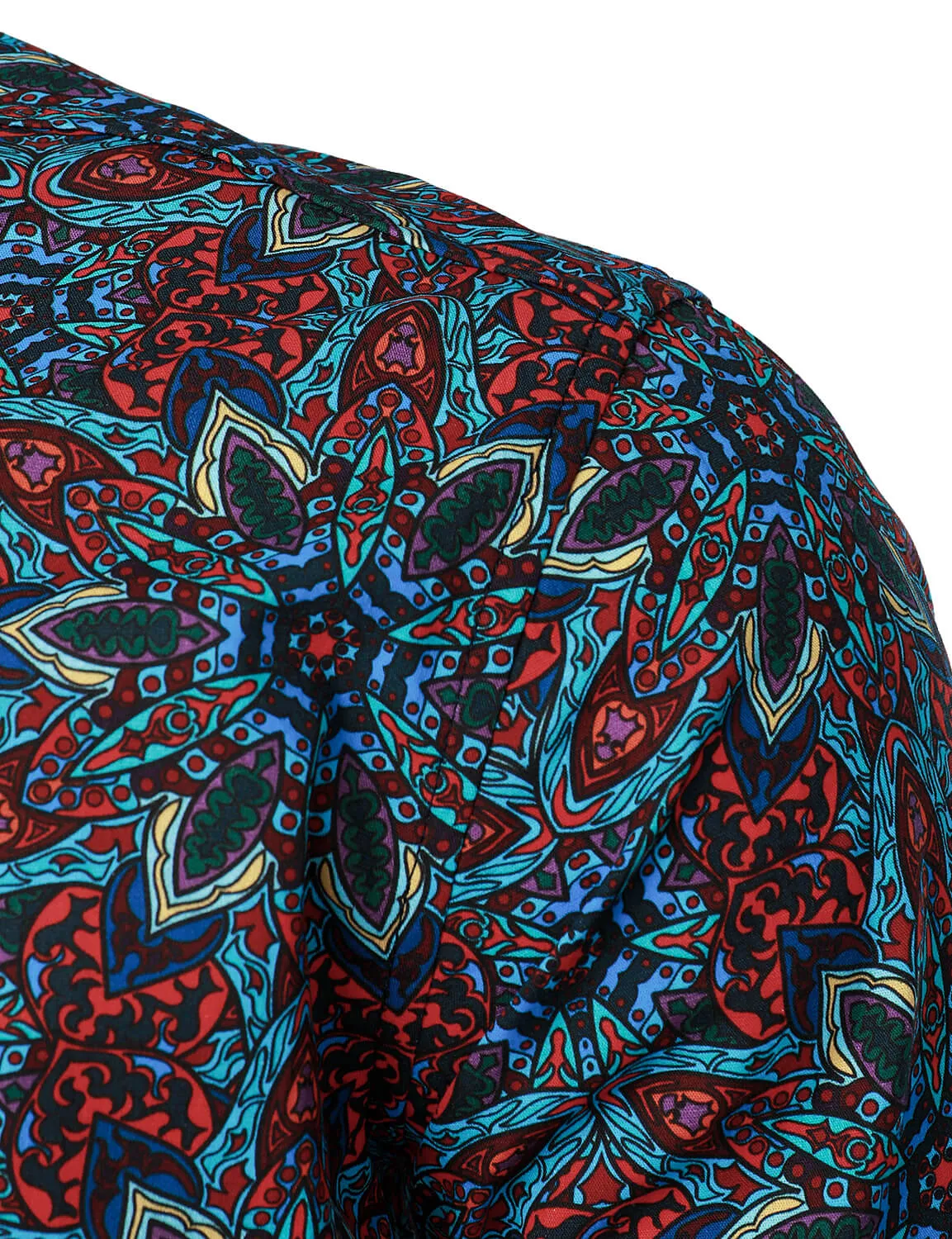 Men's Cotton Mandala Print Button Up Long Sleeve Dress Shirt