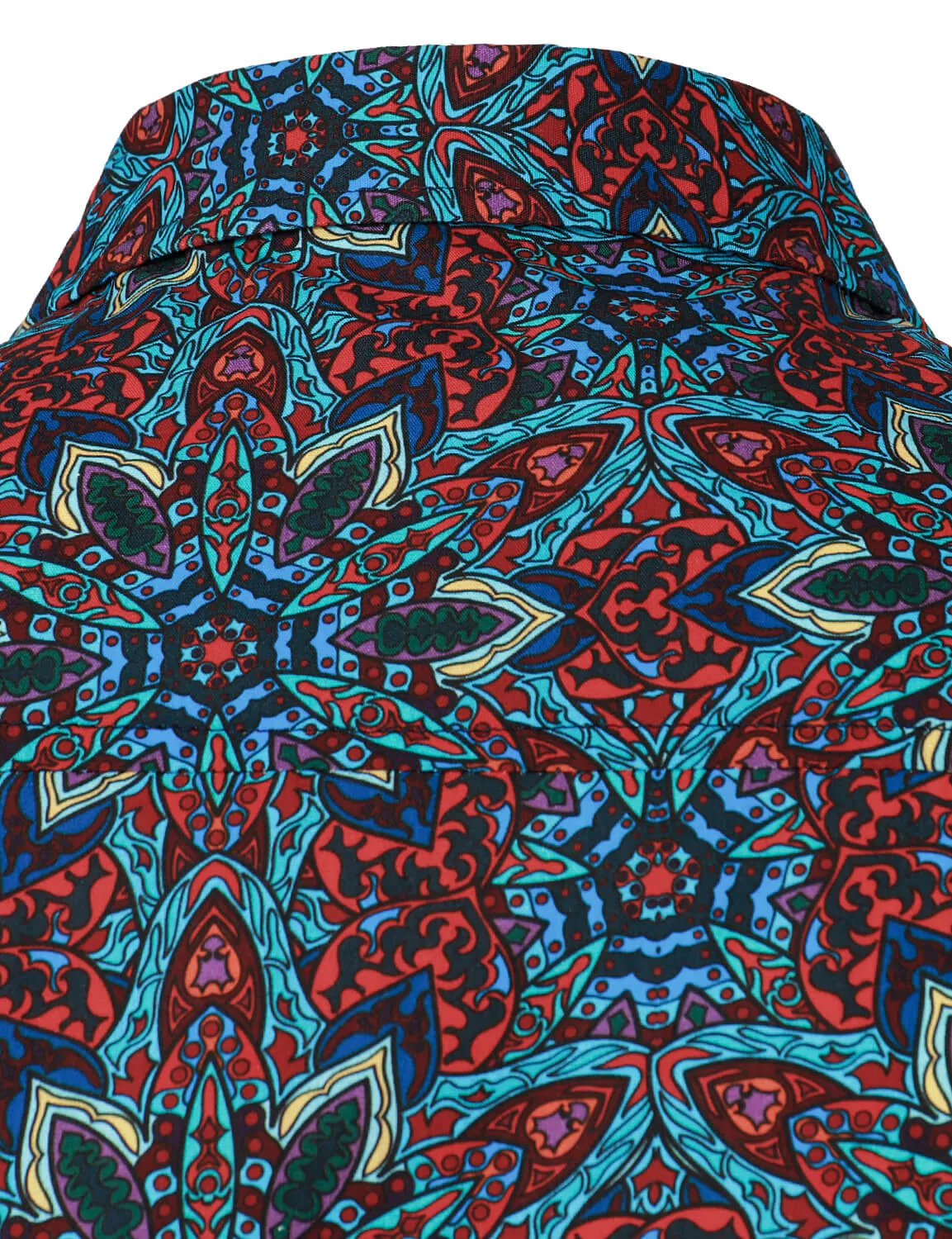 Men's Cotton Mandala Print Button Up Long Sleeve Dress Shirt