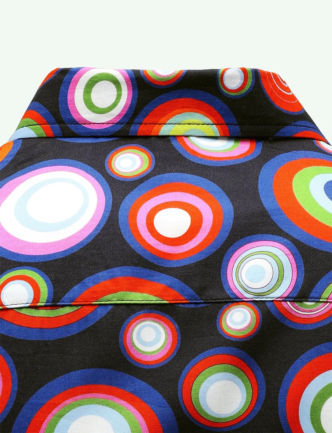 Men's Cotton Vintage Circle Print Long Sleeve Button Up Shirt