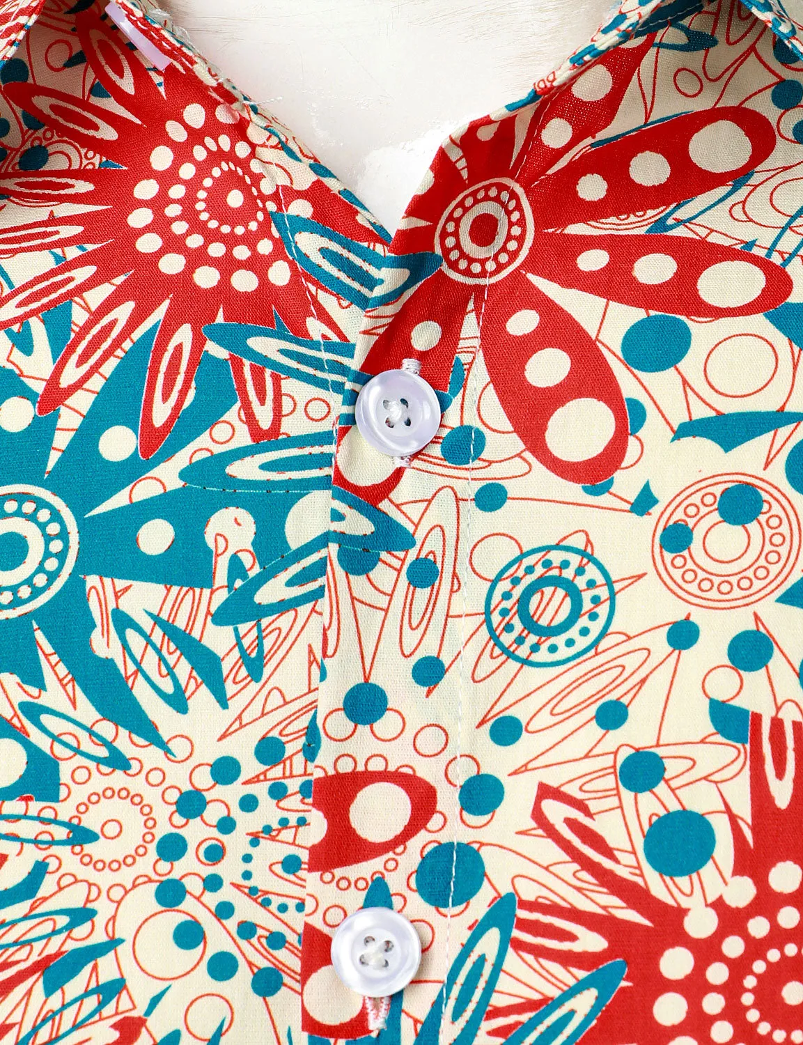 Men's Floral Print Cotton Button Up Long Sleeve Dress Shirt