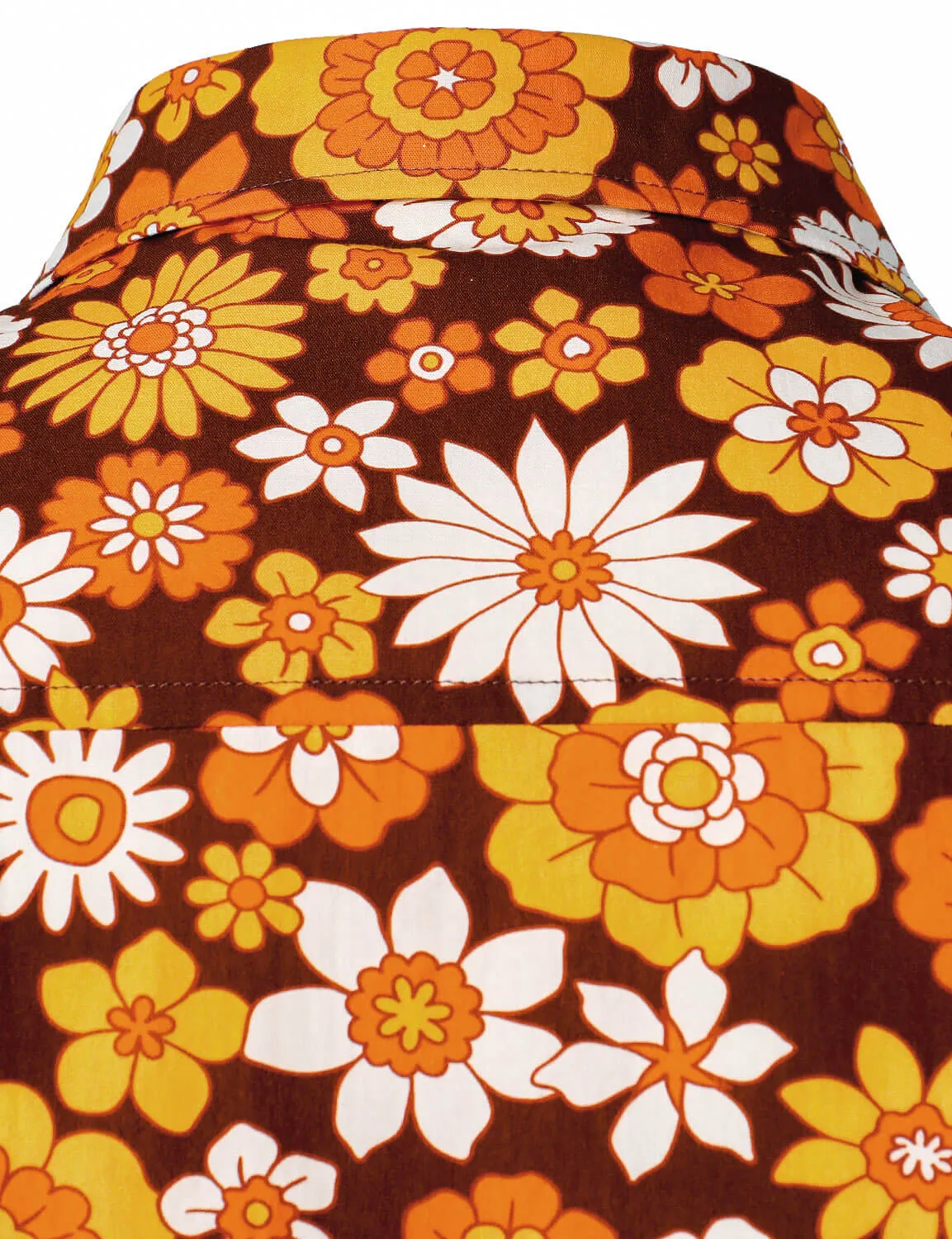 Men's Floral Vintage Button Up 70s Themed Disco Party Long Sleeve Shirt