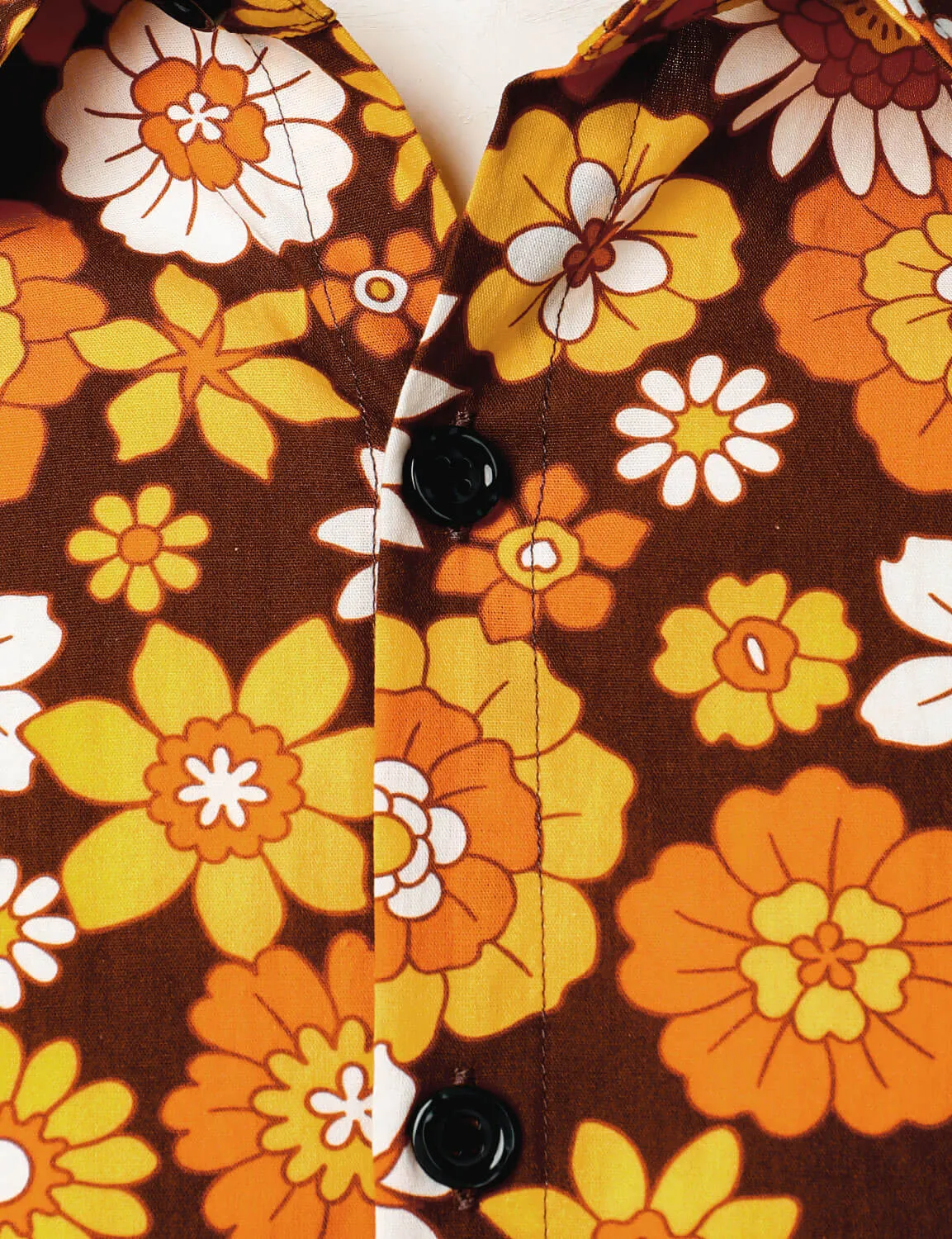 Men's Floral Vintage Button Up 70s Themed Disco Party Long Sleeve Shirt