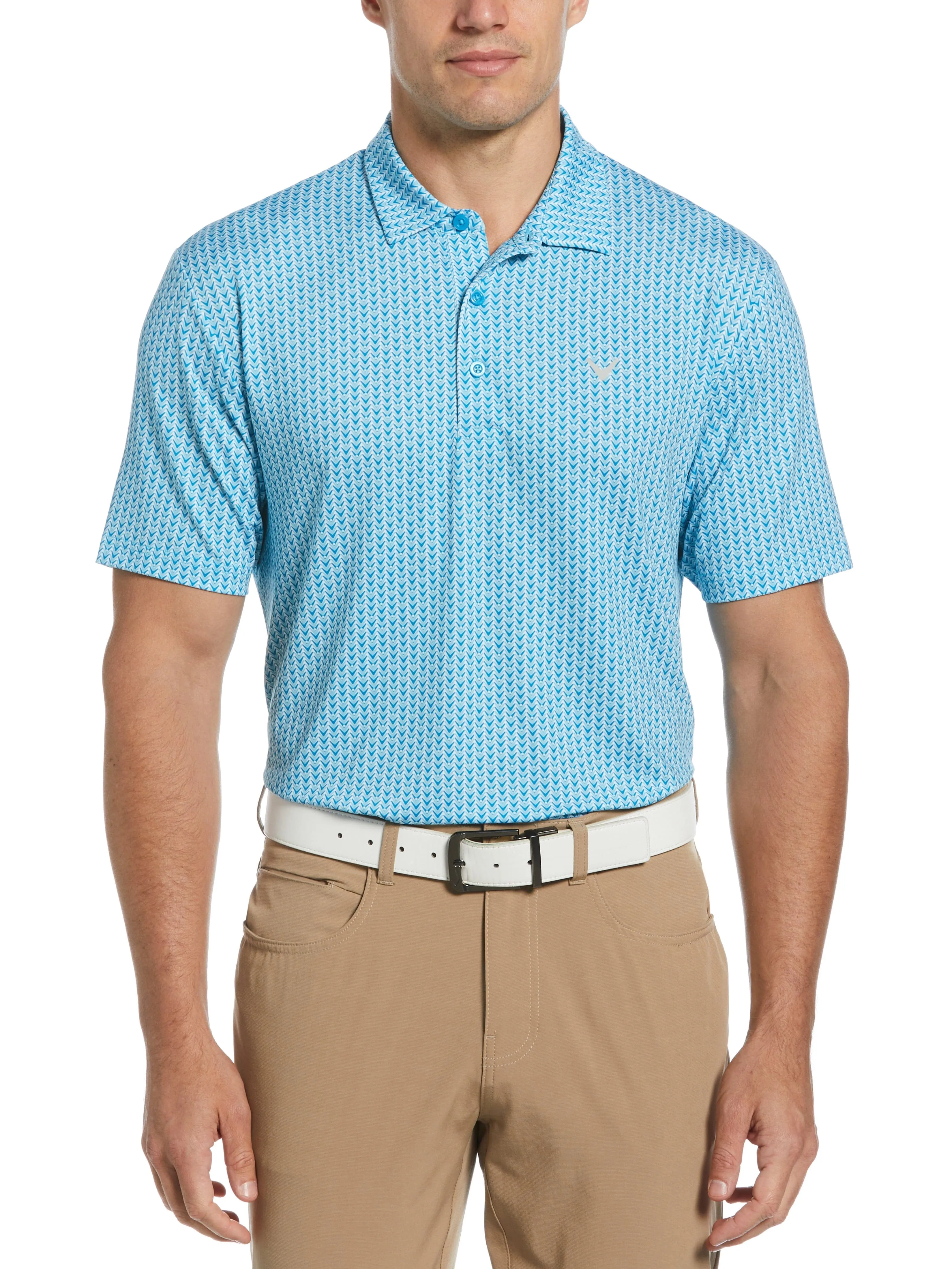 Men's Herringbone Print Polo