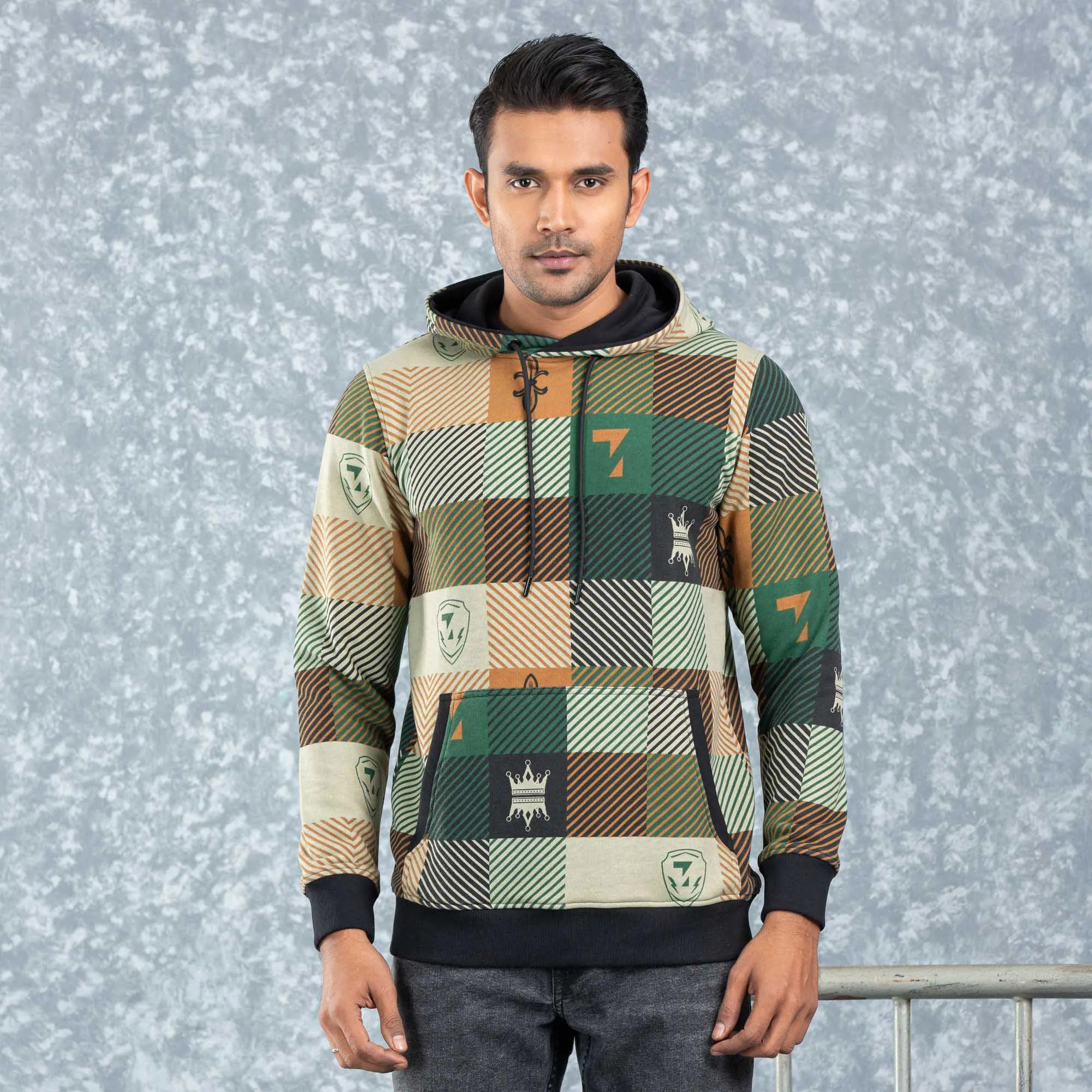 Mens Hoodie- Black Aop