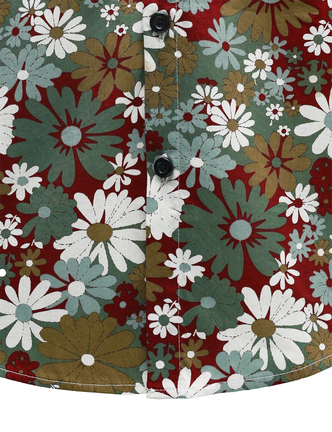 Men's Khaki Floral Cotton Button Up Long Sleeve Shirt