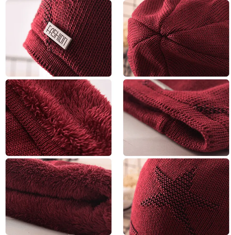 Men'S Knitted Woolen Thick Warm Toe Cap Sports Cap