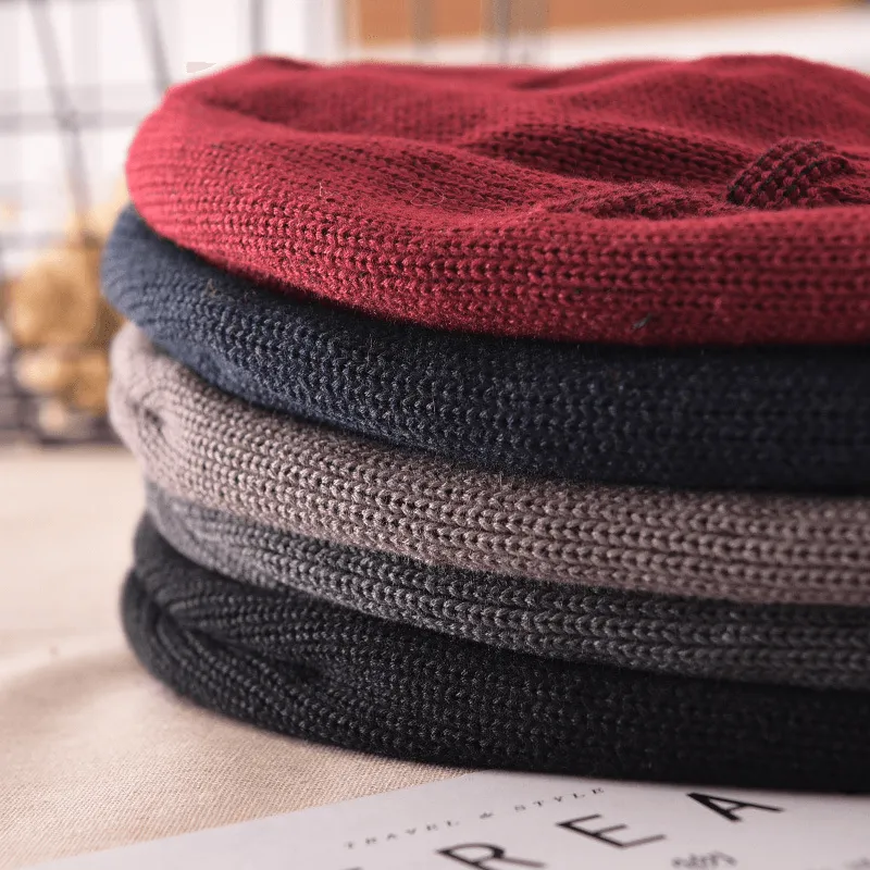 Men'S Knitted Woolen Thick Warm Toe Cap Sports Cap