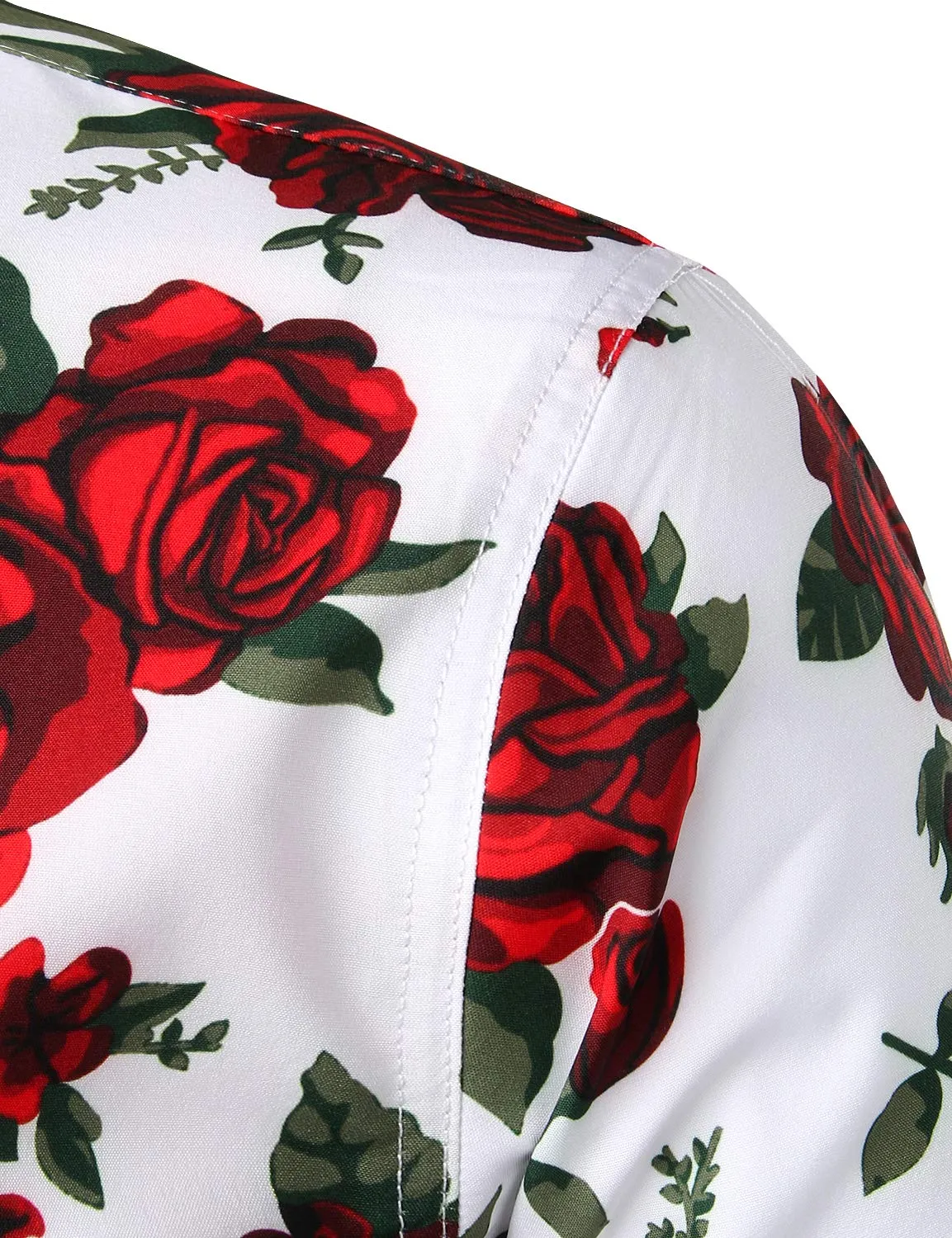 Men's Red Rose Casual Button Long Sleeve Shirt