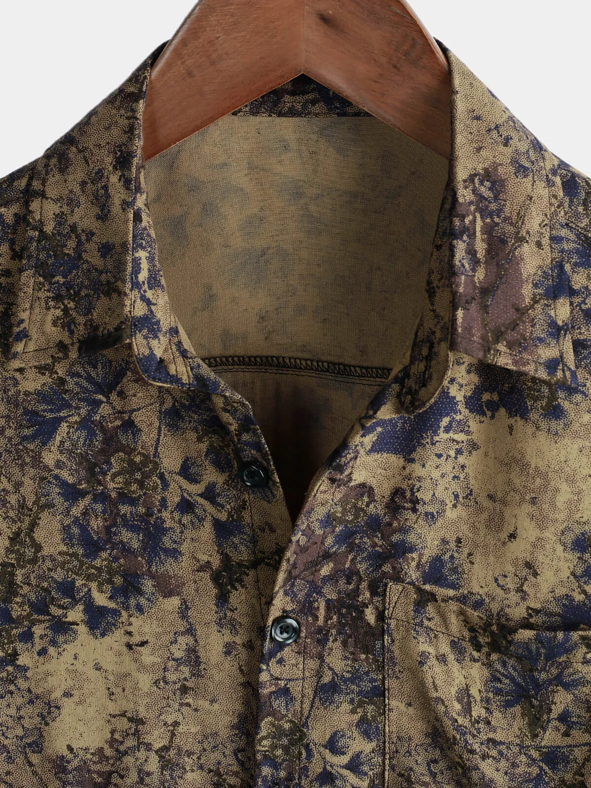Men's Retro Floral Print Casual Short Sleeve Holiday Shirt