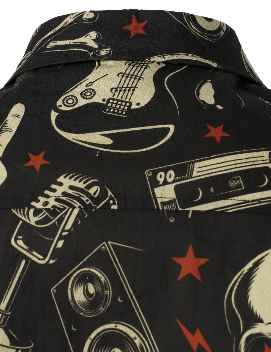Men's Skull Music Punk Rock and Roll Cool Funny Long Sleeve Shirt