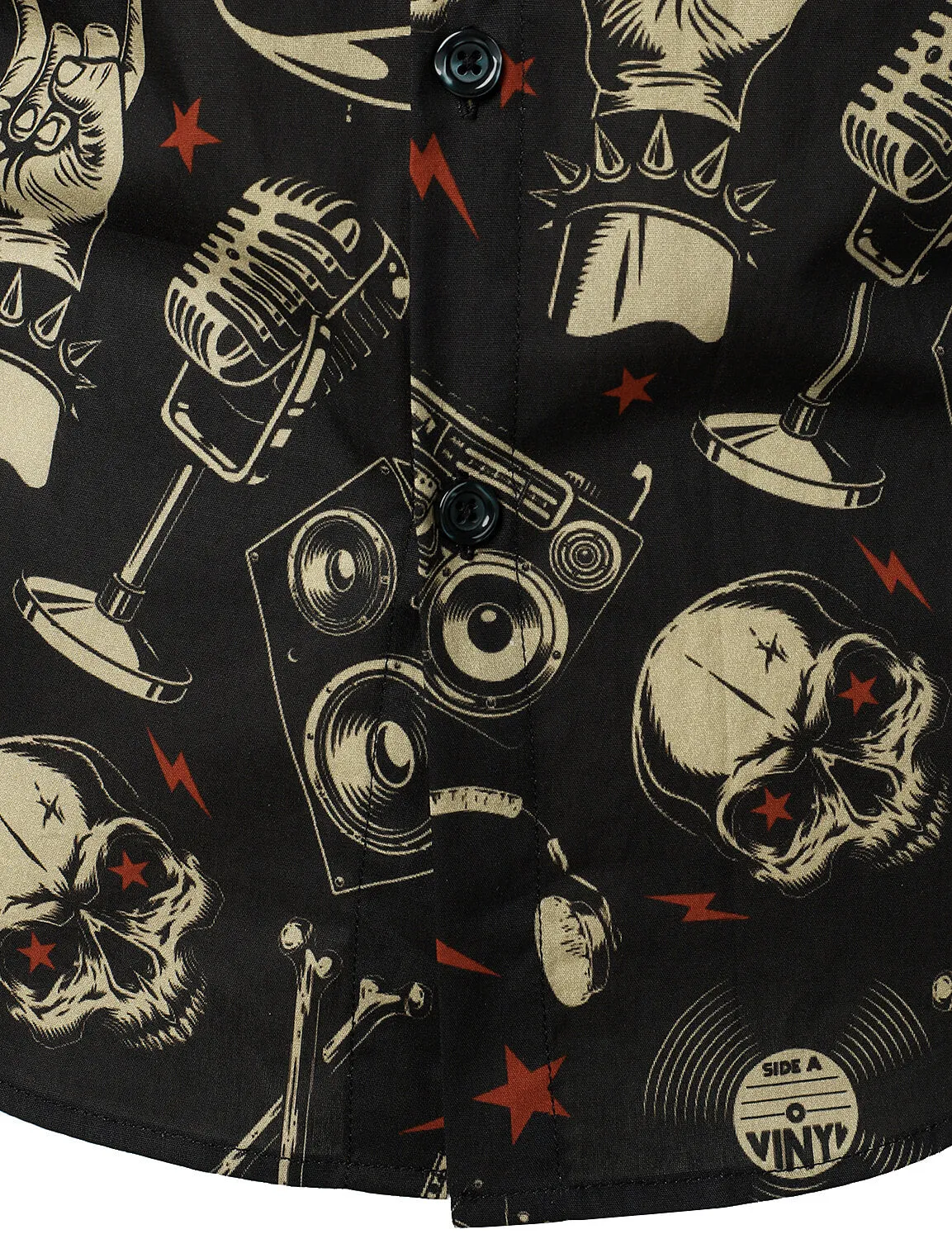 Men's Skull Music Punk Rock and Roll Cool Funny Long Sleeve Shirt