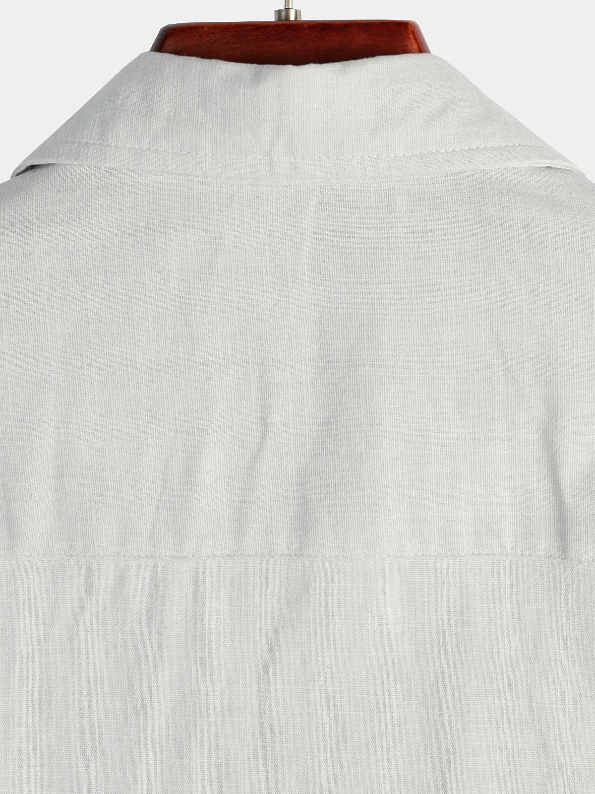 Men's Solid Color Linen Cotton Pocket Casual Button Short Sleeve Shirt