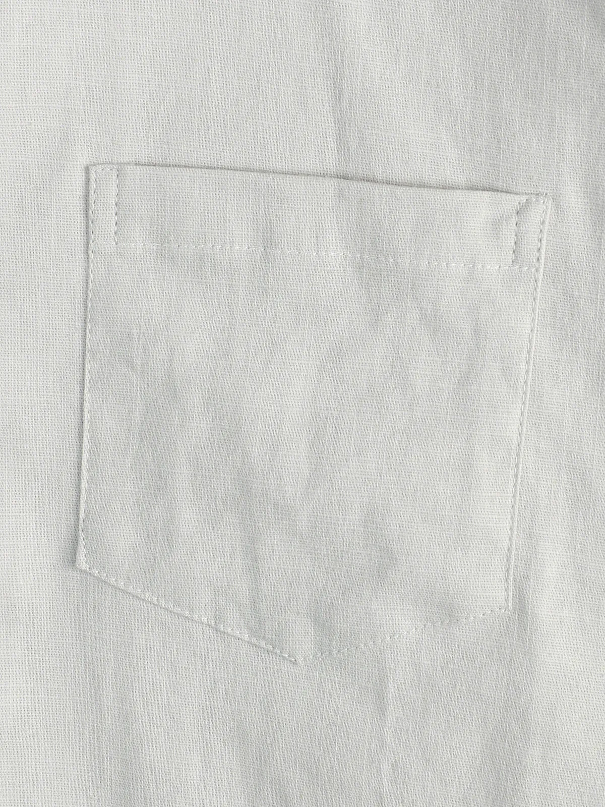 Men's Solid Color Linen Cotton Pocket Casual Button Short Sleeve Shirt