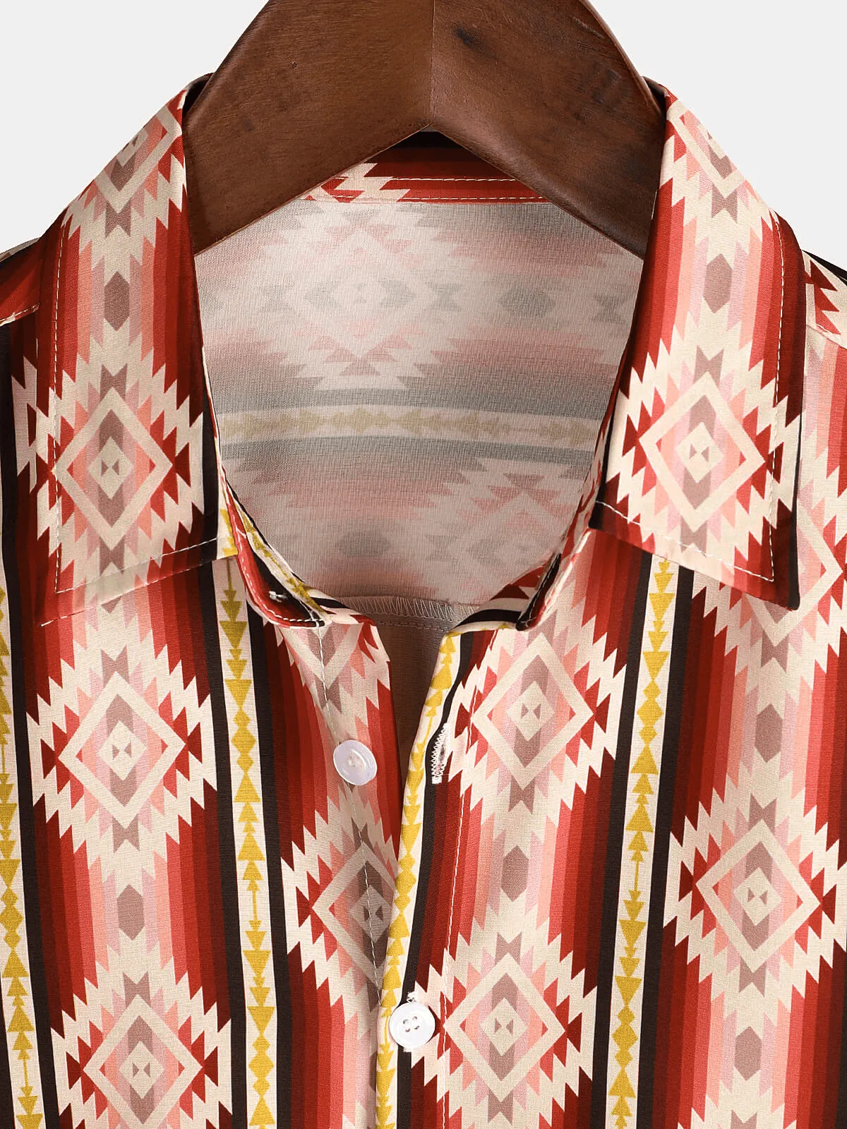 Men's Striped Casual Holiday Short Sleeve Orange Summer Button Up Shirt