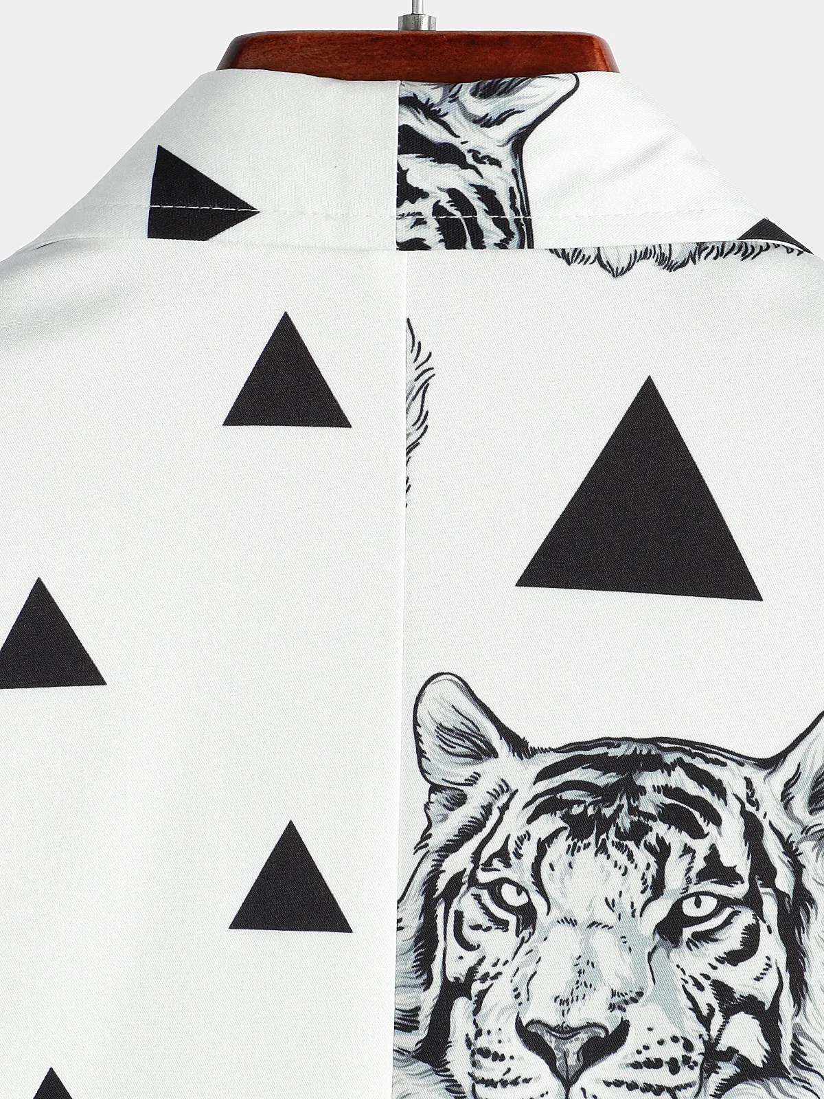 Men's Tiger Print Summer Pocket Causal Short Sleeve Shirt