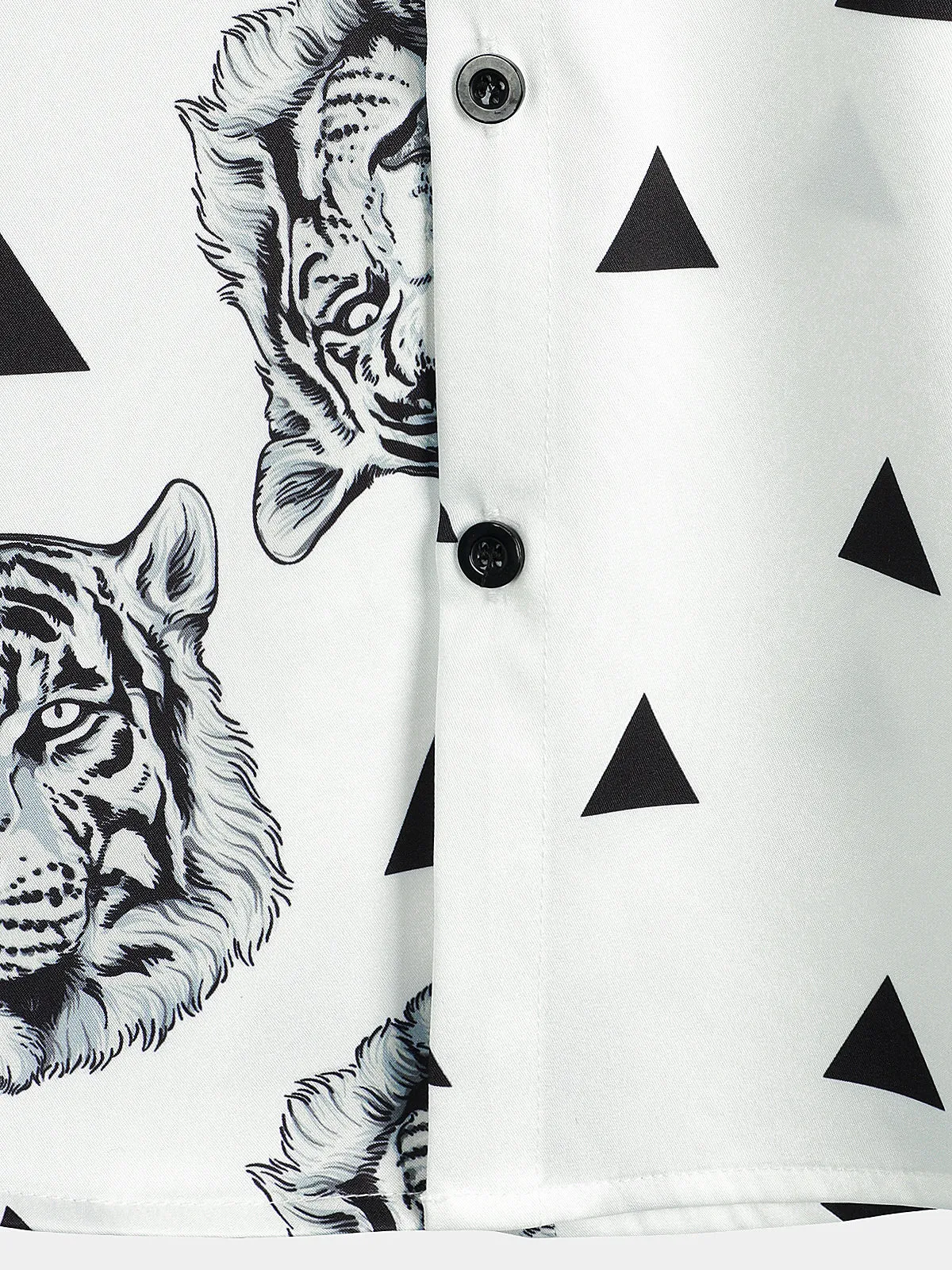 Men's Tiger Print Summer Pocket Causal Short Sleeve Shirt